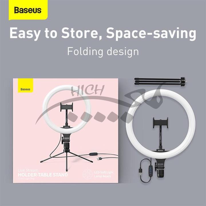 رینگ لایت بیسوس Baseus Live Stream Holder-floor Stand Ring Light CRZB12-B01 با پایه ۶۰ سانتی و هولدر